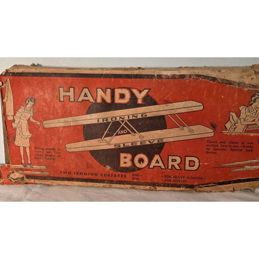 Vintage Handy Ironing Board Sleeve Board Original Box Mid Century
